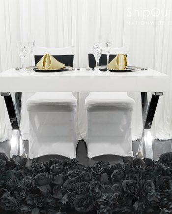 Rent Black Fold Up Chair Covers + DIY Cloth Sashes! (Ships Nationwide)