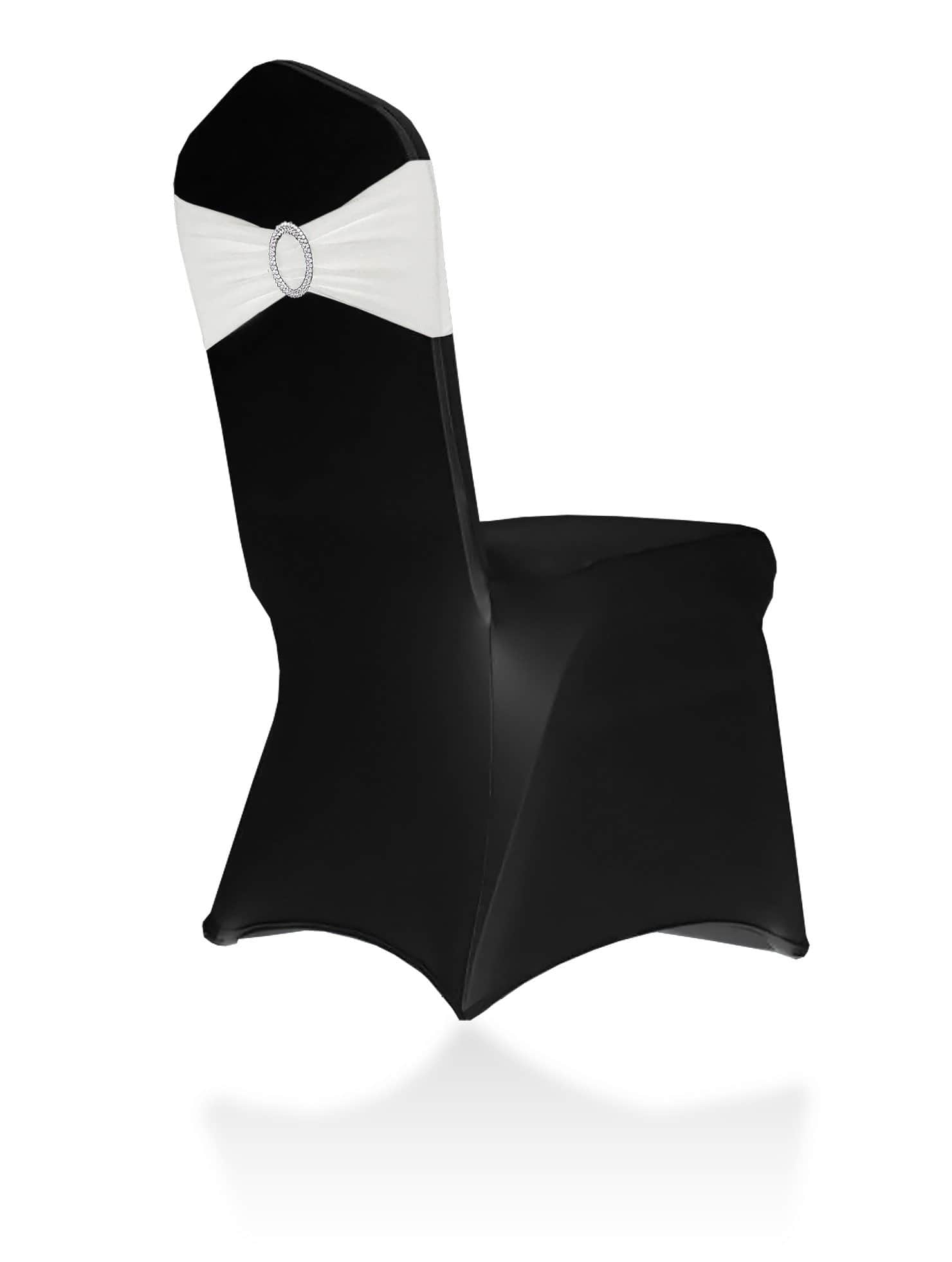Rent elastic black chair covers for folding chairs. Ships Nationwide!