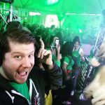 Rob doing lighting design at a St. Patties Day Party